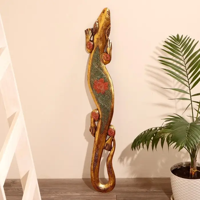 Панно настенное  Панно настенное "Геккон цветущий сад" 14х1х100 см