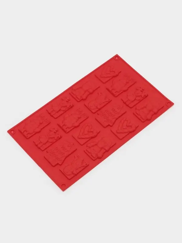 Форма для конфет и шоколада Доляна &laquo;Новогодние радости&raquo;, силикон, 30&times;17 см, 16 ячеек, красная