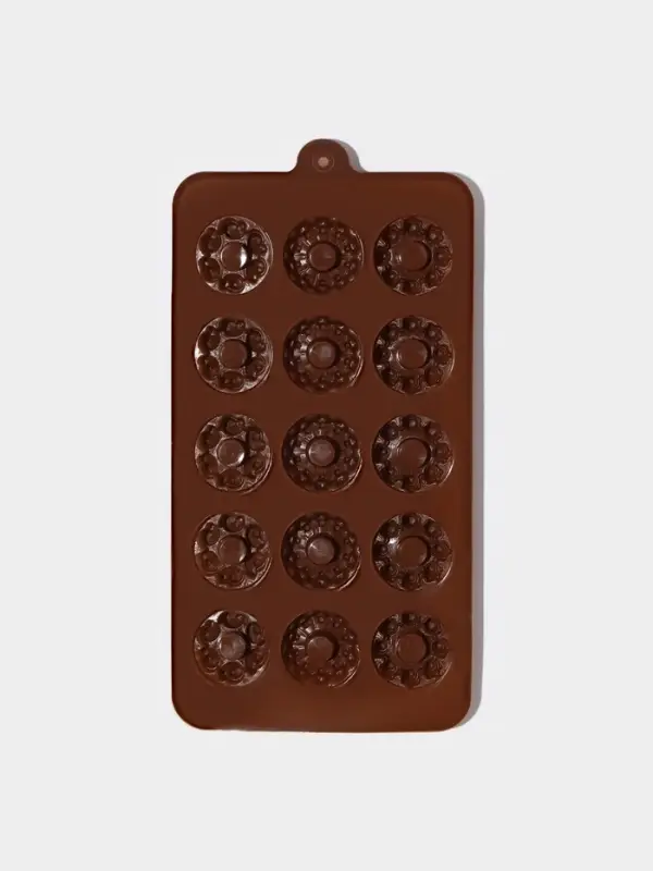 Форма для конфет и шоколада &laquo;Дольче&raquo;, силикон, 20&times;11&times;1.8 см, 15 ячеек, коричневая