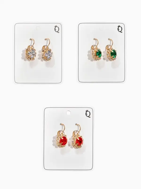 Серьги со стразами &laquo;Круг&raquo;, вечеринка, крупный, МИКС