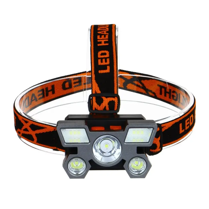 Фонарь налобный тм ЕРМАК, 6 + 3 LED, 4 режима, 87х50х58мм, 1200мАч, USB кабель, пластик