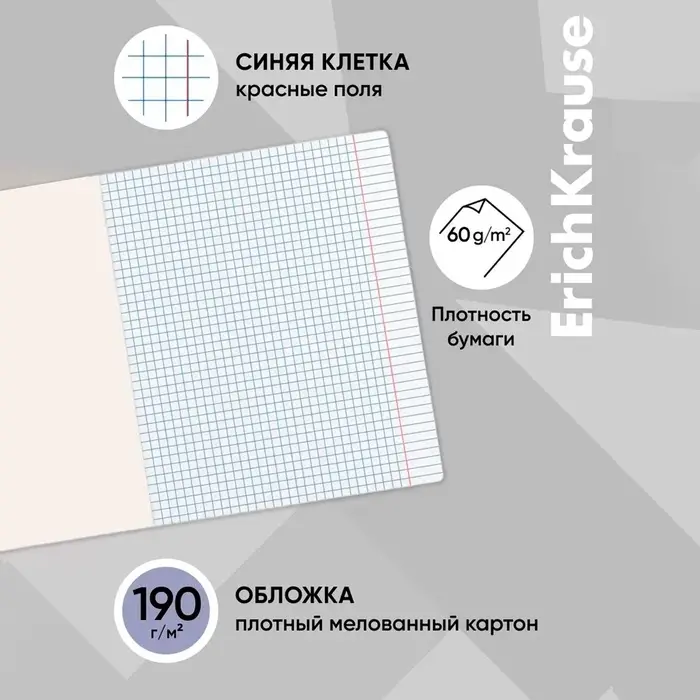 Тетрадь 48 листов в клетку, ErichKrause Duotone Next, обложка мелованный картон, блок офсет 100% белизна, МИКС
