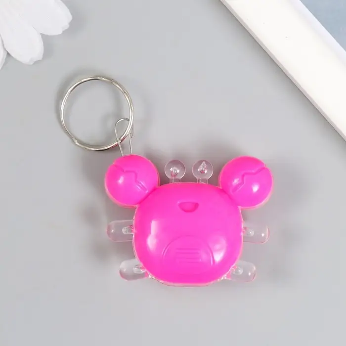 Фонарик брелок для ключей на кольце «Крабик», мигает, 4.5×4 см, МИКС Фонарик брелок для ключей на кольце «Крабик», мигает, 4.5×4 см, МИКС