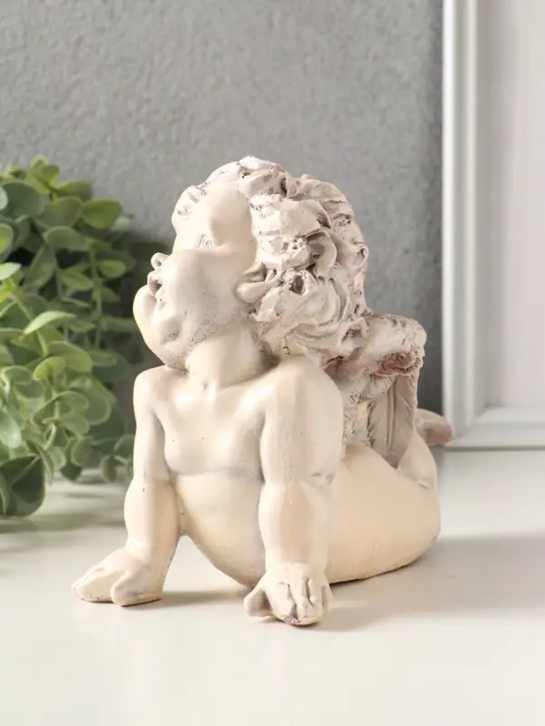 Фигурка гипс &laquo;Ангел на ладошках&raquo;, 14&times;17&times;9 см, состаренный эффект, слоновая кость