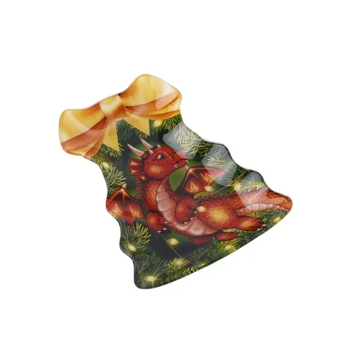 Блюдо стеклянное сервировочное Доляна &laquo;Ёлочка с бантом. Дракоша&raquo;, 21&times;16 см