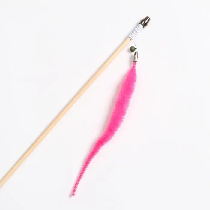 Дразнилка - удочка &laquo;Веселый червячок&raquo;, на деревянной палочке, цвет МИКС