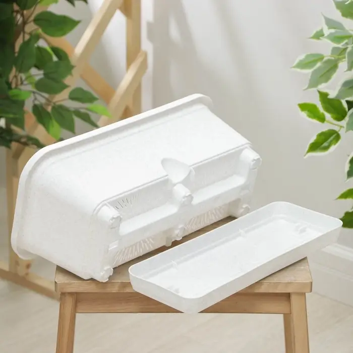 Ящик для цветов балконный с поддоном, 40 см, мраморный