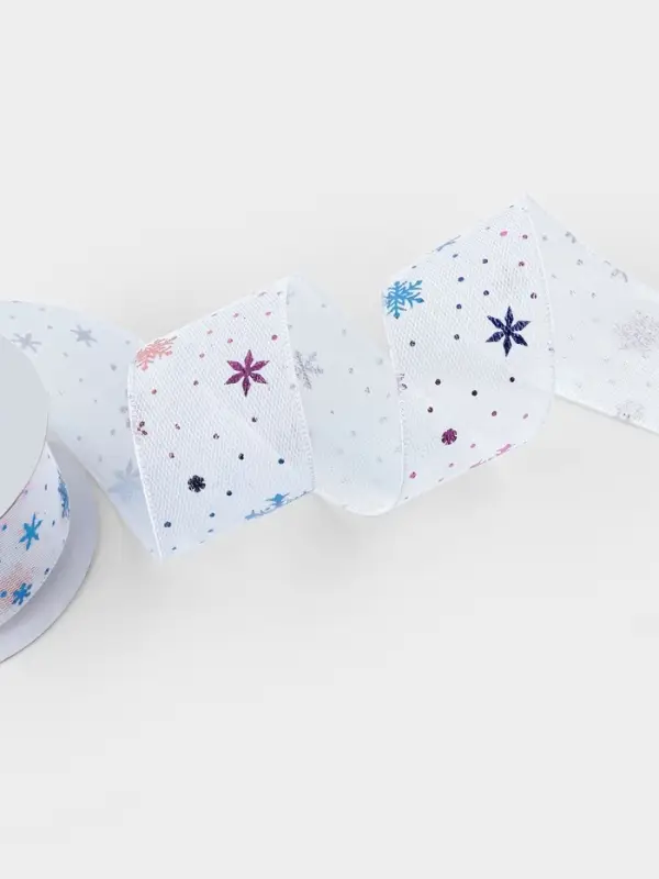 Лента капроновая &laquo;Снежинки&raquo;, 40 мм, 9&plusmn;0.5 м, белая