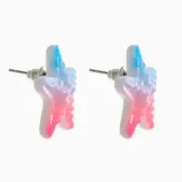Серьги пластик "Морская звезда", цвет розово-голубой
