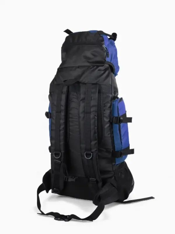 Рюкзак туристический, 90 литров, 6 наружных карманов, шнуровка, синий