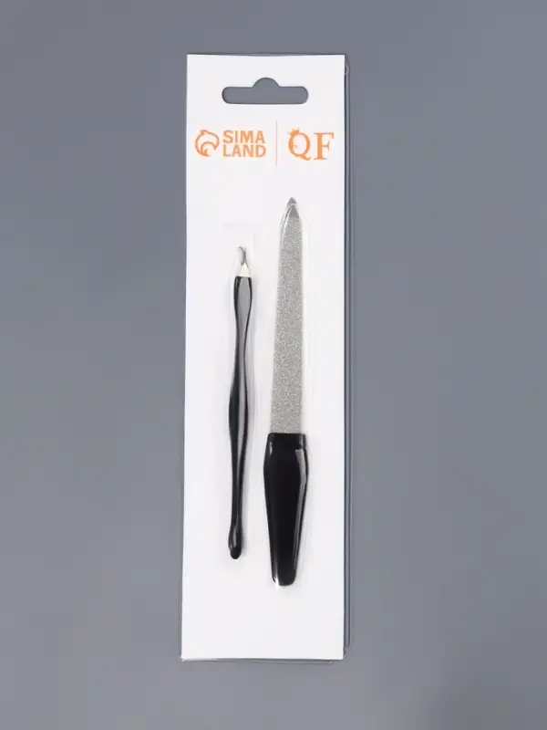 Набор маникюрный, 2 предмета, на блистере, чёрный, серебристый