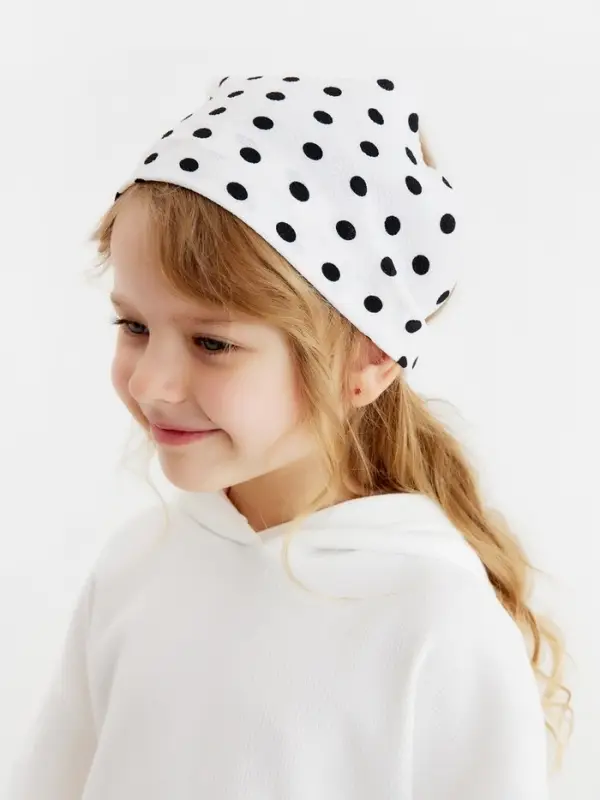 Косынка для девочки "Горошек", цв. белый, р-р 50, 100% п/э