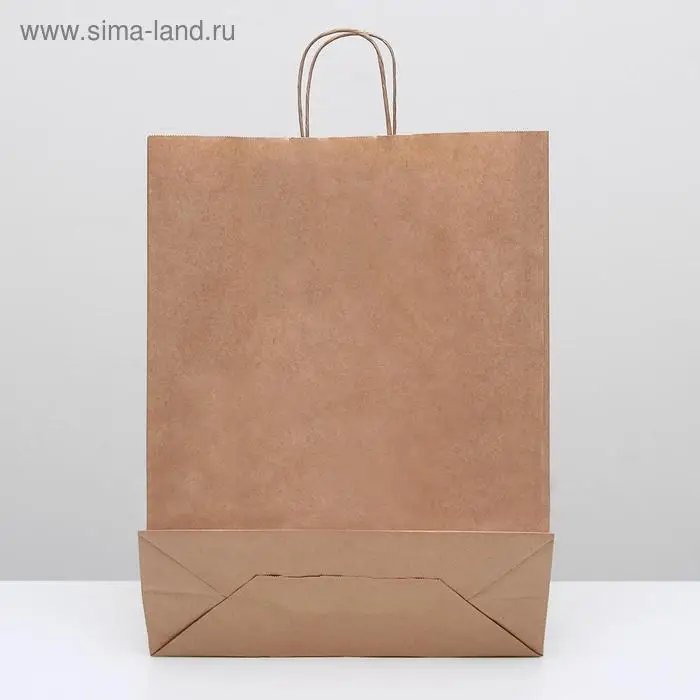 Пакет крафт без печати, круглая ручка 35 х 15 х 42 см