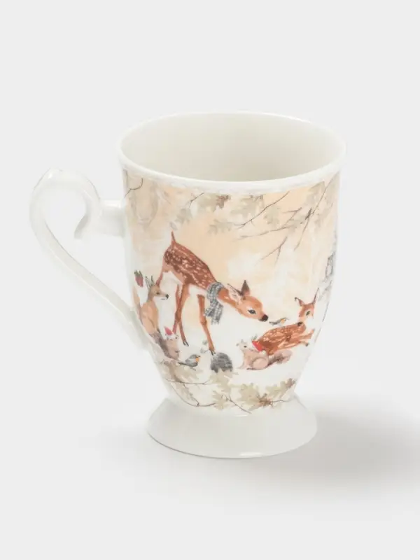 Кружка новогодняя «Лесное чудо», 300 мл, керамика, подарочная упаковка, бежевая