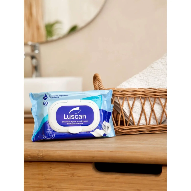 Бумага туалетная влажная Luscan 60шт/уп