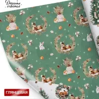 Бумага упаковочная глянцевая двухсторонняя &laquo;Уютный Новый год&raquo;, 70&times;100 см