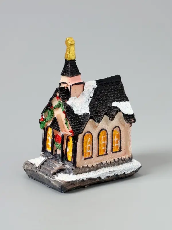 Светодиодная фигура &laquo;Дом с башней&raquo; 4.5&times;9&times;6 см, керамика, от батареек AG13&times;3, свечение тёплое белое