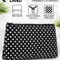 Косметичка - пенал на молнии, плоская, маленькая, в горох, чёрная