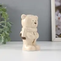 Фигурка керамика &laquo;Мишутка стесняшка в вязаном шарфике, стоит&raquo;, 10.5&times;5&times;5.5 см