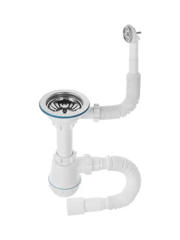 Сифон для мойки ZEIN, 3 1/2&rsquo;&rsquo;*40мм, круглый перелив, с гофротрубой 40/50 мм