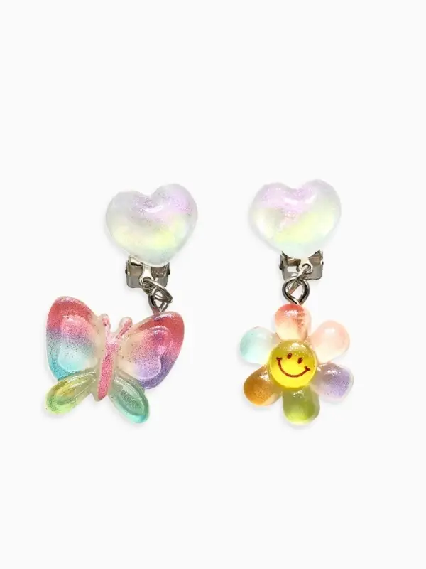 Серьги клипсы детские &laquo;Выбражулька. Бабочка и Цветочек&raquo;, разноцветные