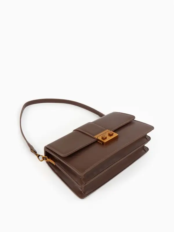 Сумка женская мессенджер TEXTURA на клапане, 26&times;8.5&times;14 см, коричневая