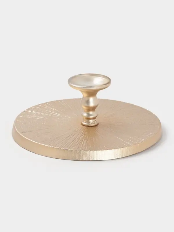 Блюдо для торта &laquo;Кувшинка&raquo;, d=28 см, на ножке, стекло, золотистое