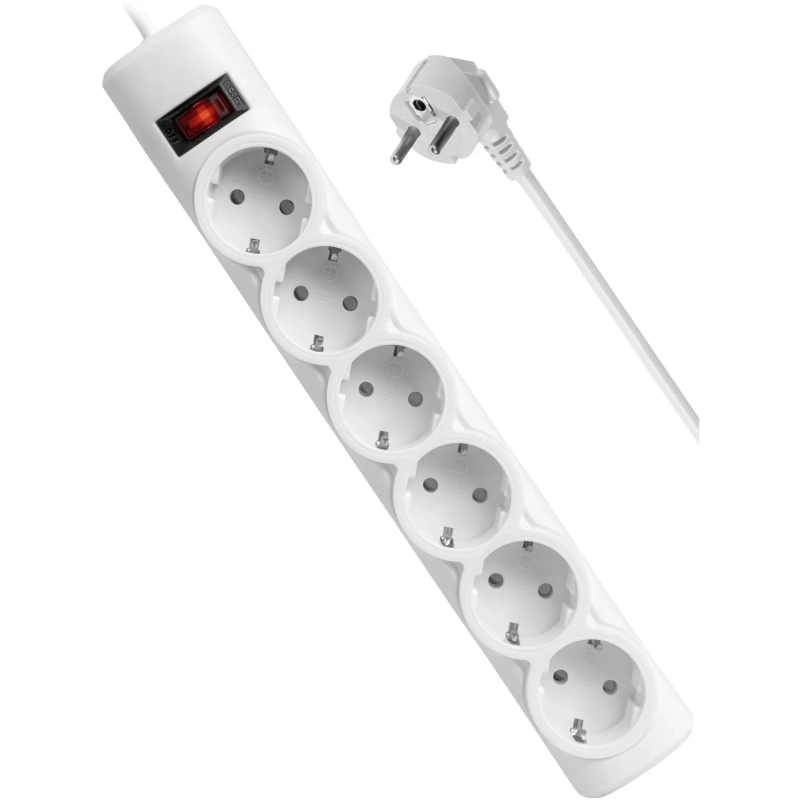 Сетевой фильтр Defender  DFS 151 1,8 м, белый, 6 розеток(99489)