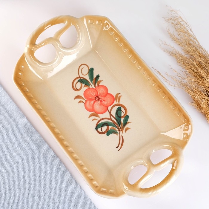 Хлебница Хлебница "Роспись" бежевая 32х18см