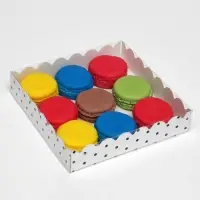 Коробочка для печенья с PVC крышкой «Горох», белая, 15×15×3 см
