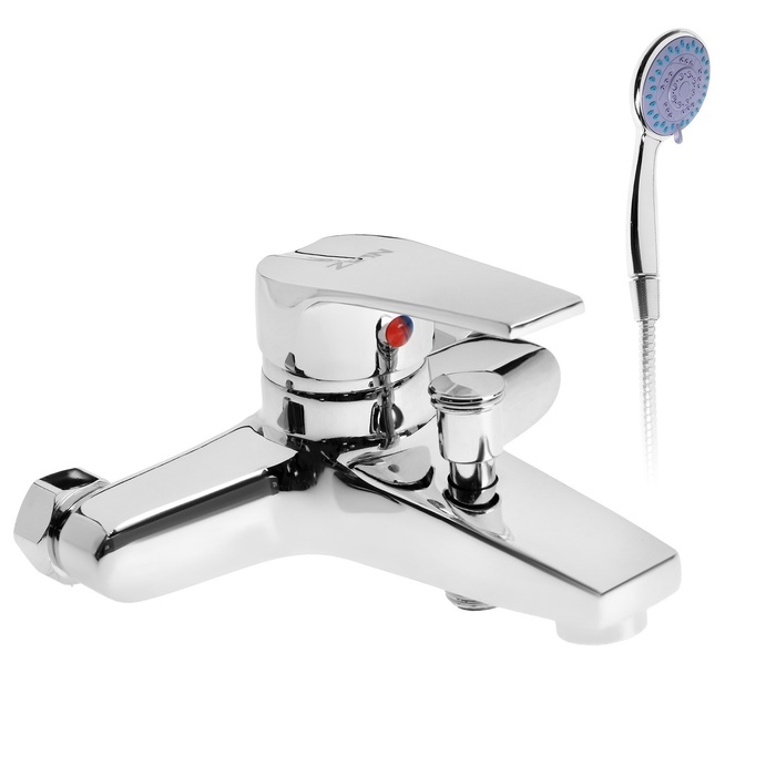 Смеситель для ванны ZEIN Z3840, однорычажный, душевой набор, лейка 5 режимов, хром Смеситель для ванны ZEIN Z3840, однорычажный, душевой набор, лейка 5 режимов, хром