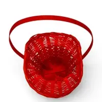 Корзина плетеная 21 х 18 х 14 см, ручка h=15 см, красный "шляпа"