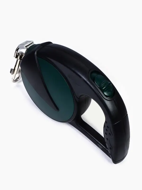 Рулетка - поводок для собак, лента 6 м, чёрная.зелёная