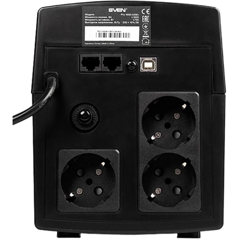 ИБП SVEN Pro 1000, 720Вт, USB, RJ-45, 3 евро (SV-013868)