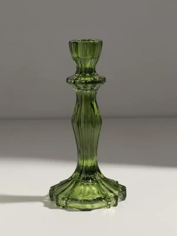 Подсвечник стекло  Подсвечник стекло "Бутон на ножке" зелёный d=2 см 10х10х20 см