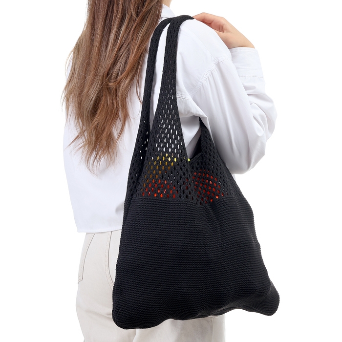 Авоська 38 х 62 см, ручка 22 см, клетка 0.5 см, черная Авоська 38 х 62 см, ручка 22 см, клетка 0.5 см, черная