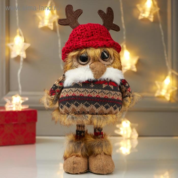 Кукла интерьерная Кукла интерьерная "Совушка в шапочке с рожками и в платье" 26х10х12 см