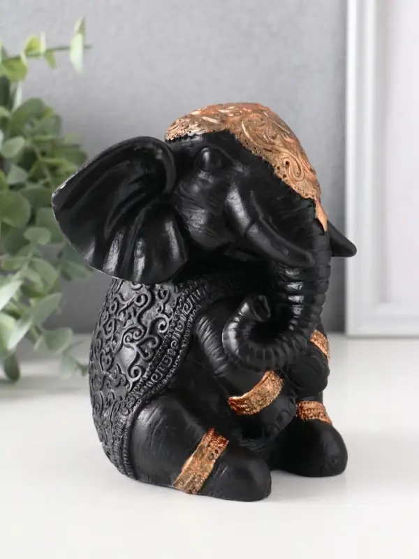 Фигура «Слон индийский большой», 14×12×12 см, чёрная