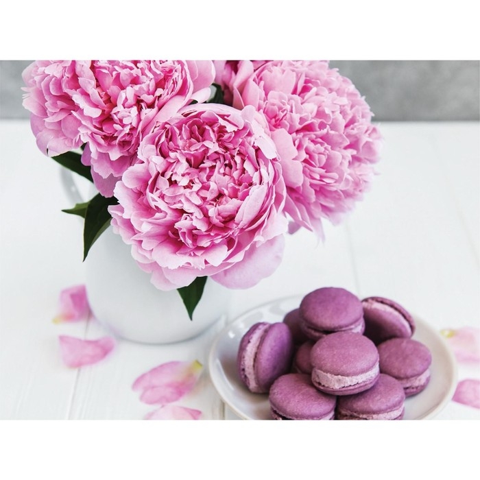 Алмазная мозаика на подрамнике 30x40 с частичным заполнением «Макаруны и цветы» Алмазная мозаика на подрамнике 30x40 с частичным заполнением «Макаруны и цветы»