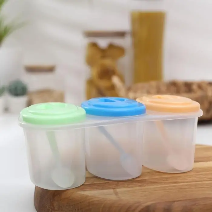 Набор банок для сыпучих продуктов «Комфорт», 3 шт, 21×9,5×8 см, с ложками, цвет МИКС Набор банок для сыпучих продуктов «Комфорт», 3 шт, 21×9,5×8 см, с ложками, цвет МИКС