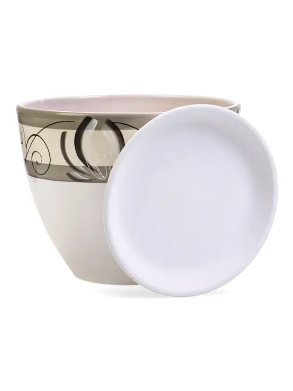 Горшок цветочный поддоном  8 л,  керамика, Лотос белый (М) Горшок цветочный поддоном  8 л,  керамика, Лотос белый (М)