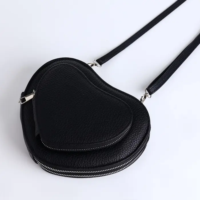 Сумка женская кросс-боди на молнии, в форме сердца, 20&times;5&times;16 см, чёрная