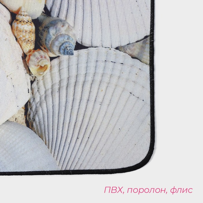 Коврики для ванной и туалета Доляна «Ракушки», 2 шт: 40×45 см, 45×75 см