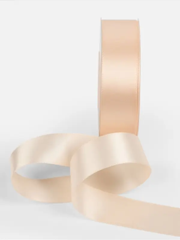 Лента атласная TEIRA, двухсторонняя, 25 мм, 25&plusmn;1 м, светло-бежевая №112
