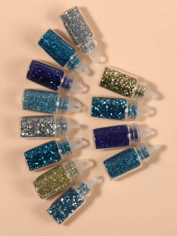 Блёстки для декора &laquo;Небесное мерцание&raquo;, набор 12 бутылочек, крупные/мелкие, разноцветные