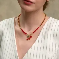 Колье из бисера &laquo;Вишня&raquo;, 40 см, красное в золоте