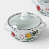 Кастрюли эмалированные &laquo;Куркума&raquo;, набор 3 шт., 2 л, 3 л, 4 л, с деколью, белые