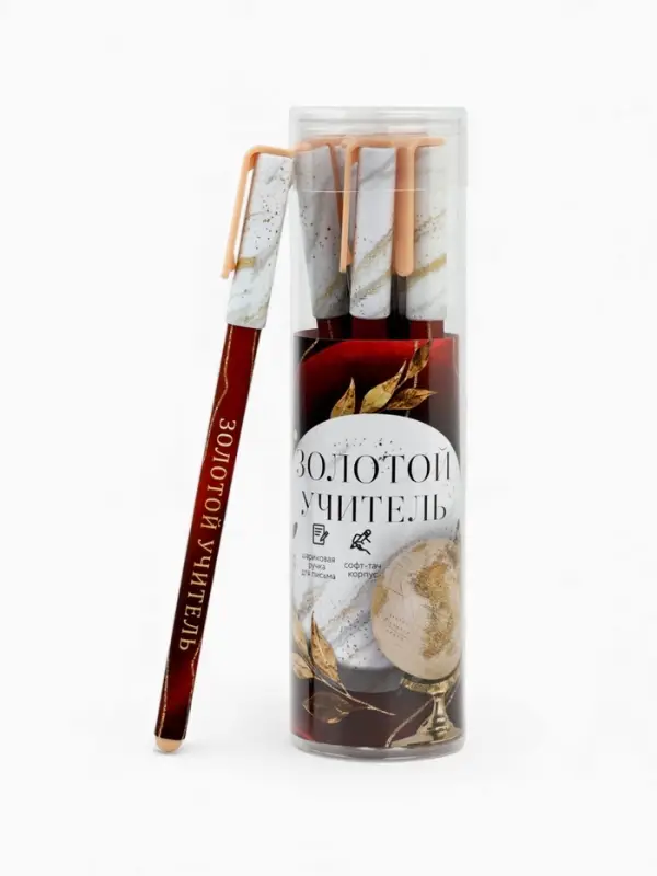 Ручка шариковая, синяя паста, 0.7 мм, пластик, софт-тач &laquo;Золотому учителю&raquo;
