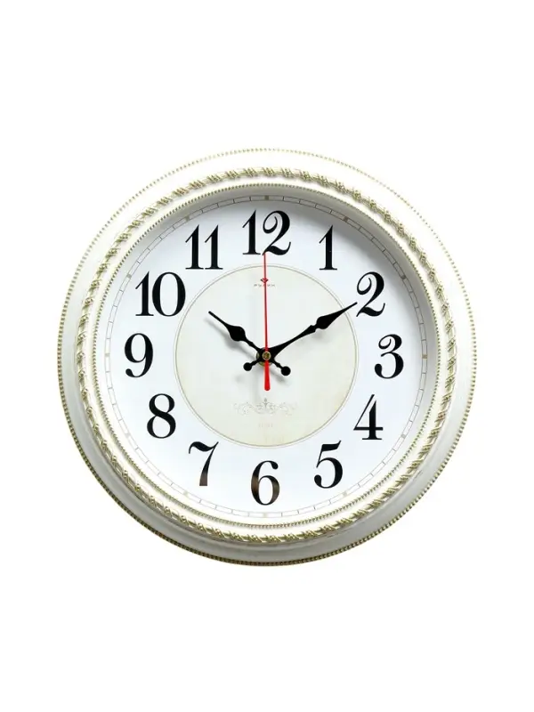 Часы настенные классические, бесшумные, плавный ход, d=28.5 см, белые, от батарейки 1&times;АА