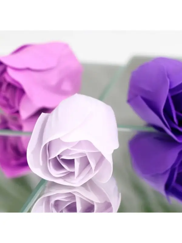 Мыльные розы, фиолетовые оттенки, набор 18 шт., в коробке